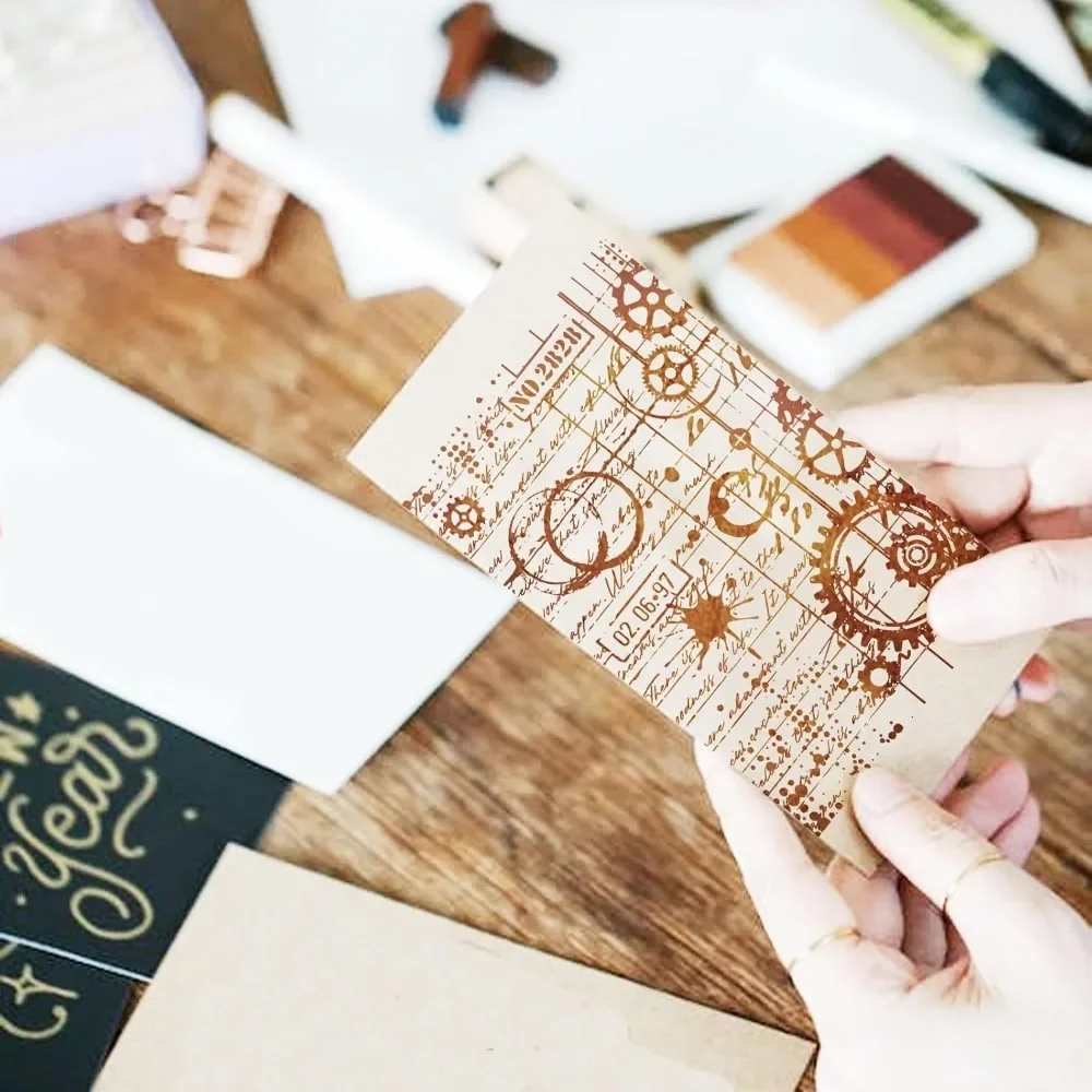 Mechanical Gears Clear Stamp Steampunk Silicone Clear Stamps Vintage Rubber Stamps for Scrapbook Photo Album DIY Card Hand