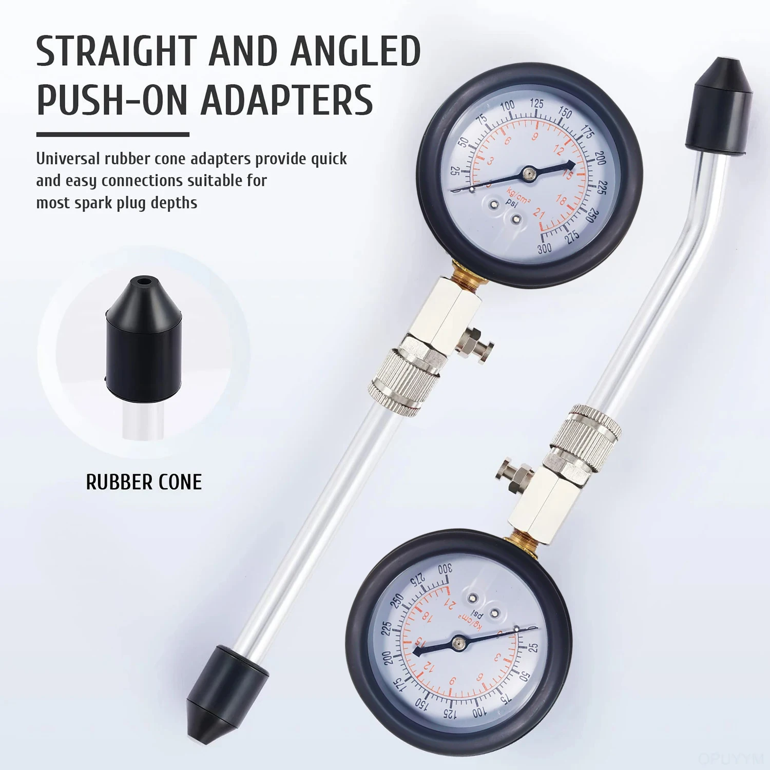 0-300Psi/20Bar Motorcycle Car Cylinder Tester Pressure Gauge M10 M12 M14 M18 Adapter Gasoline Compression Test Meter Diagnostic