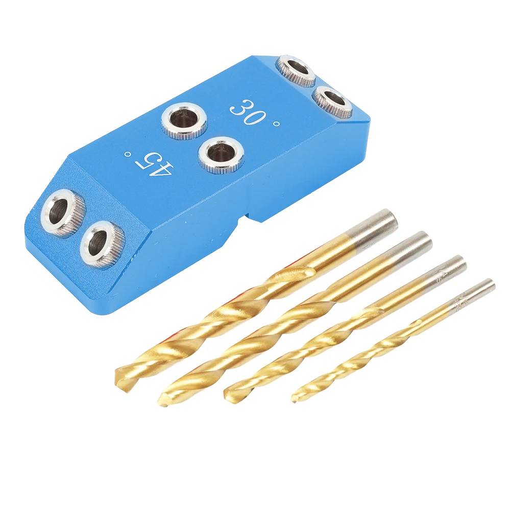 Set Of 30/45/90 Degree Angle Bevel Pocket Hole Jig UK Drill Guide Pin Jig Kit Wood Drill Locator Bevel Hole Plug Jig