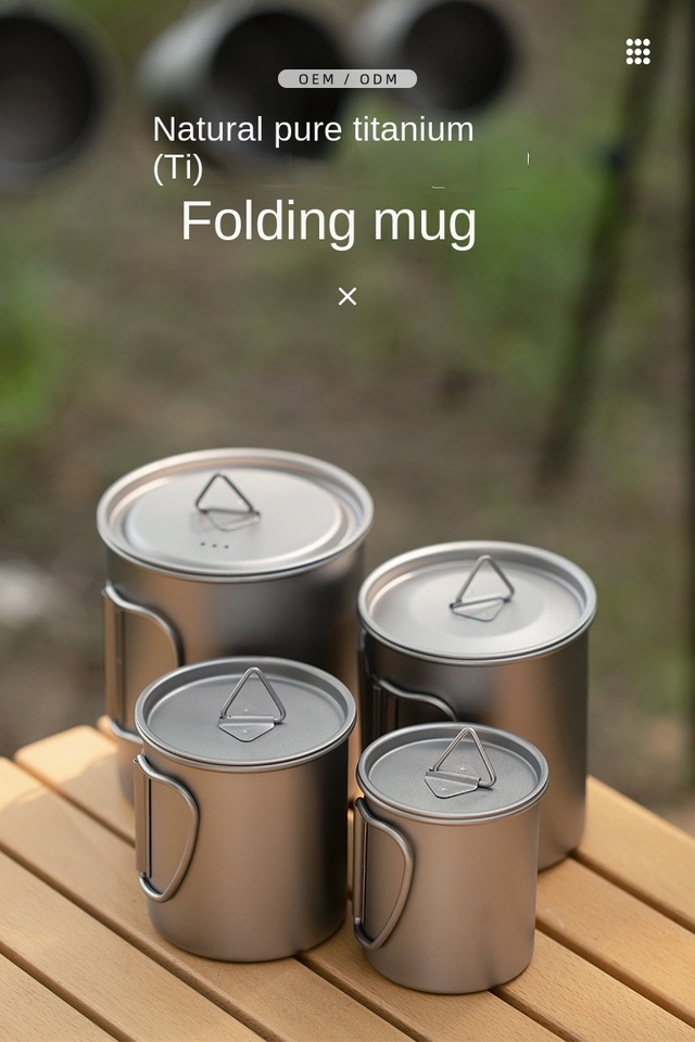 Pure Titanium Foldable Camping Mug: Lightweight, Portable for Outdoor Hiking & Picnic 