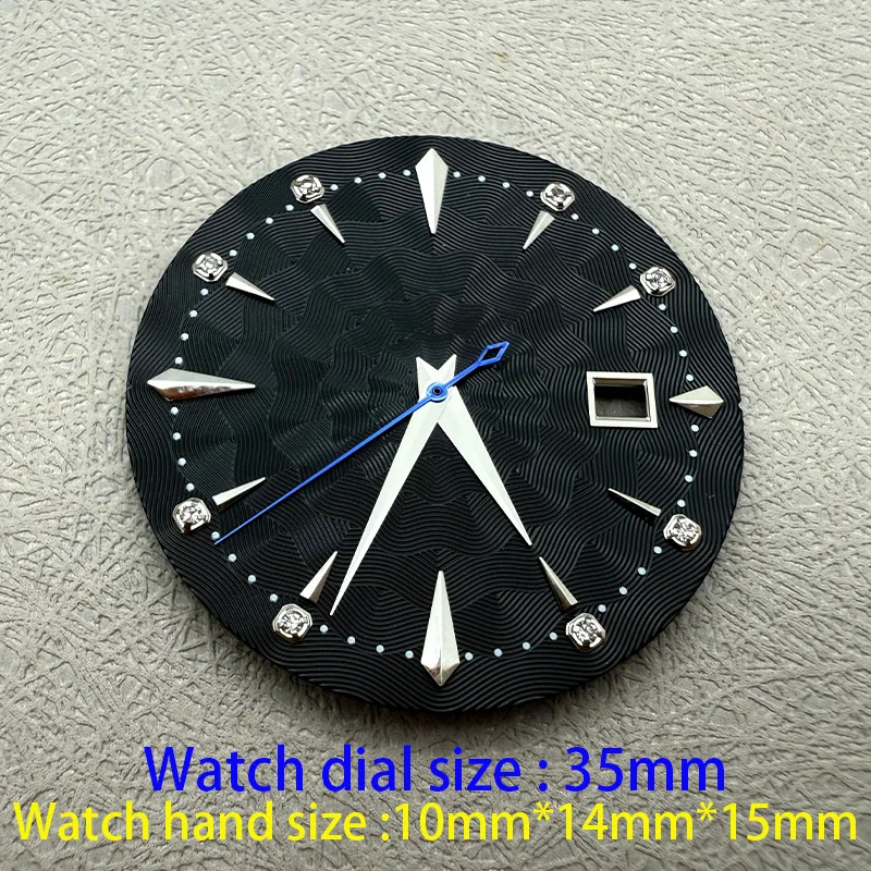 Customized 35mm Watch Dial Multicolor Texture Face Date Window Fit NH35 NH36 Movements Sword Hands Set Wristwatch Mod Parts