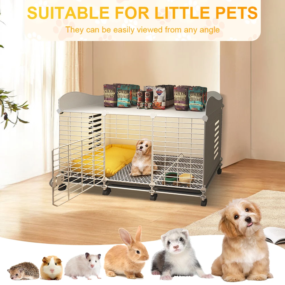 

Dog Kennel with Wheels & Tray Indoor Dog House Wired Cage Crate Dog Kennels Wire Dogs Kennel for Small/Medium/Large Dog