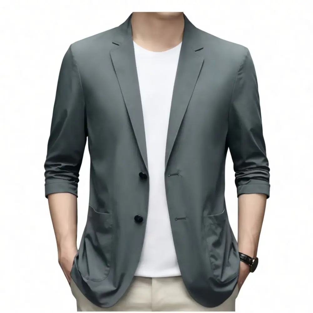Mens Lightweight Blazer Casual Suit Jacket Thin Sun Protection Coat Spring Autumn Slim Fit Office Formal Outwear