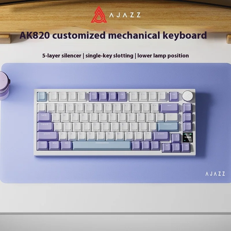 

Ajazz Ak820/Pro Wireless Bluetooth 3-Mode Mechanical Keyboard Customized Hot-Swapable Gasket Side Engraved Gaming Keyboard