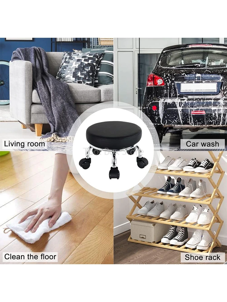 Household Pulley Low Stool Universal Wheel Small Stool 360 Degree Rotating Children Stool Living Room Sofa Stools Round Chairs