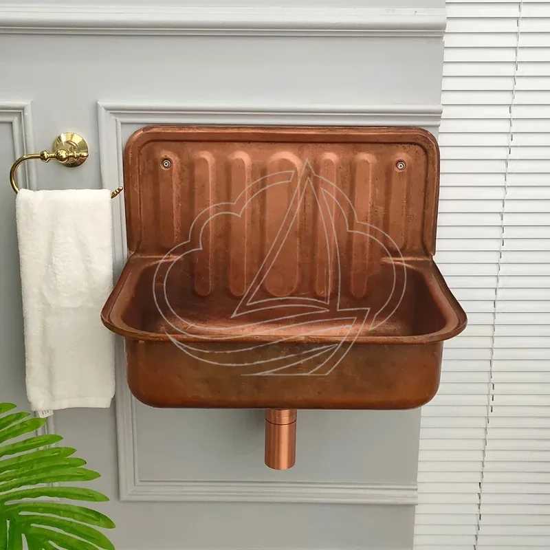 European Wash Basin Retro Bronze Plating Nostaia Hanging Basin Bathroom Sink Model Room Wash Kitchen Balcony