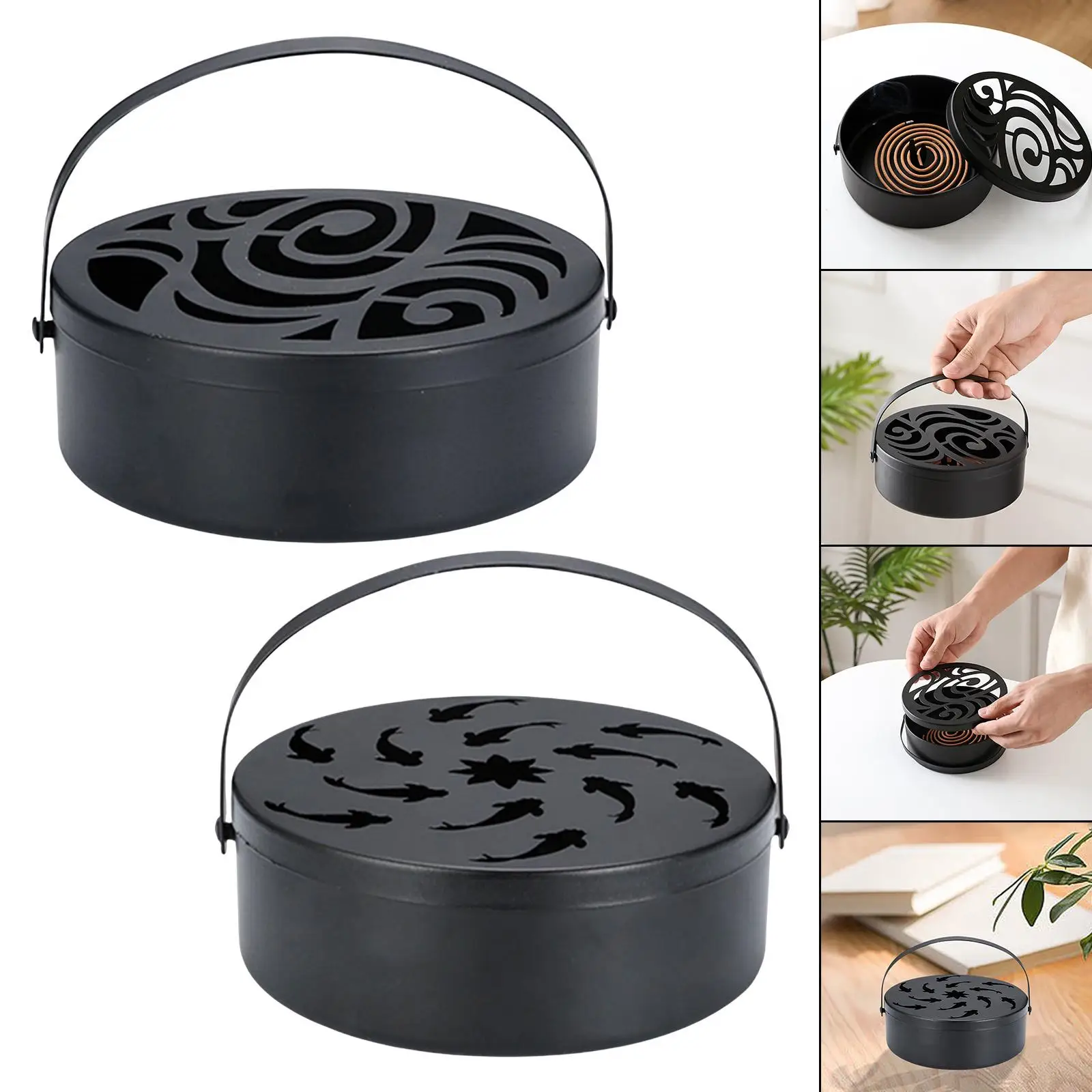 Coil Holder Burner with Handle Ornament Anti Scald Art Decorative for Home