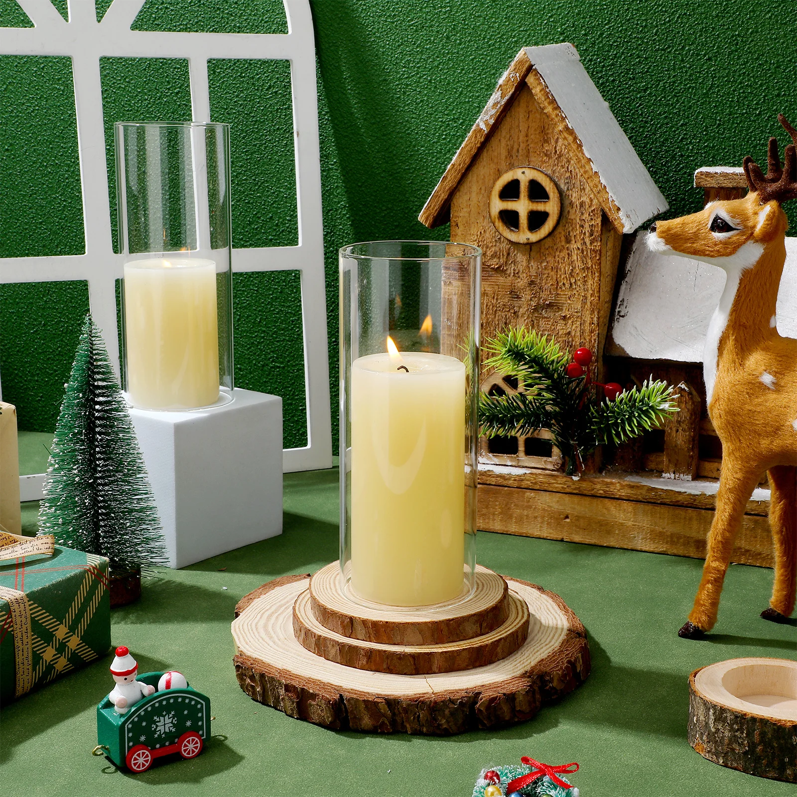 

4Pcs Transparent Cylinder Glass Covers High Quality Borosilicate Craft Shades for Decorative Use Windproof Flame