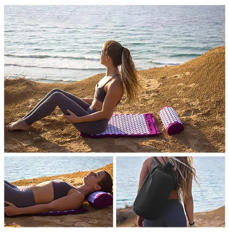 Yoga Massage Mat Acupressure Mat for Back Neck Needle Acupuncture Pad Pillow Set Kuznetsov Applicator Spike Massager Cushion