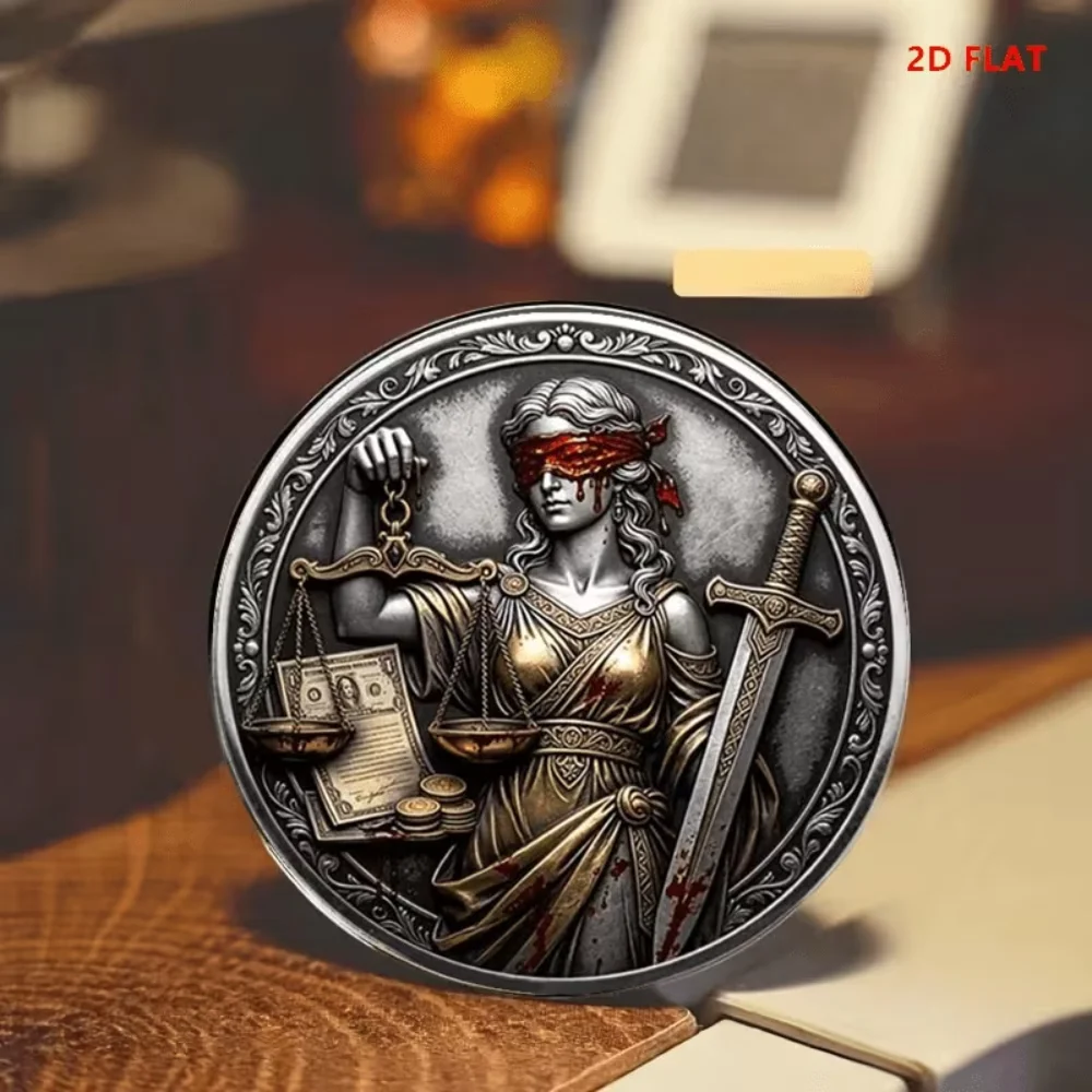 Flat Stainless Steel Glass Brooch Lady Justice Scales of Justice Sword Law Lawyer Vintage Gothic Lapel Pin