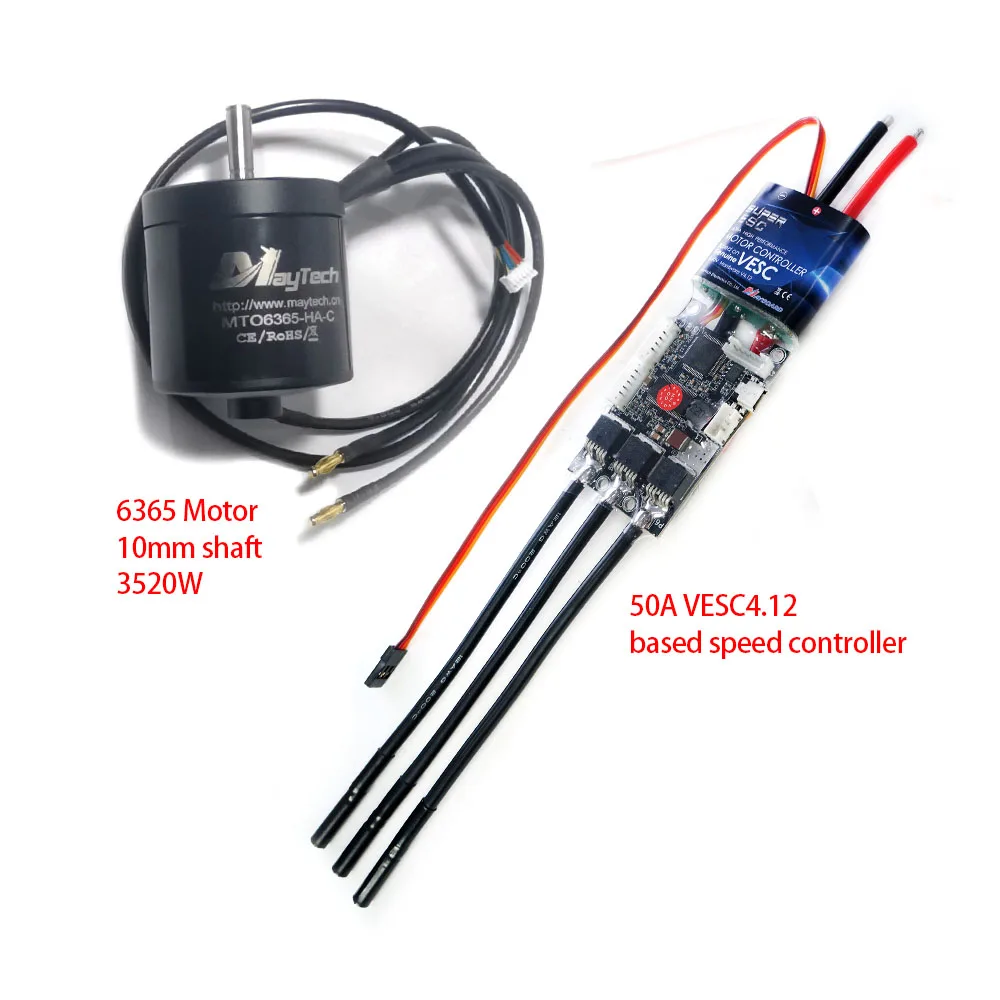 

50A VESC4.12 based Controller for Electric Skateboard 6365 Brushless Motor 8mm 10mm Shaft IP54 Dustproof Engine