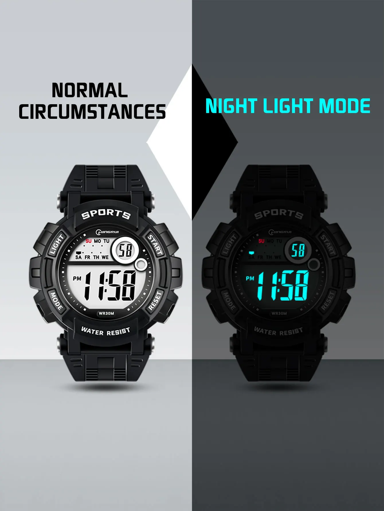 Sports Running 30 meter Waterproof Men's and Women's Fashion Outdoor Electronic Watch