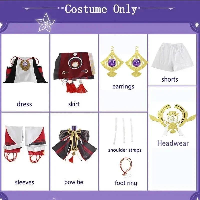 Yae Miko Volledige Set Guuji Yae Cosplay Kostuum Pruik Earning Hoofddeksels Oren Staart voor Comic Con