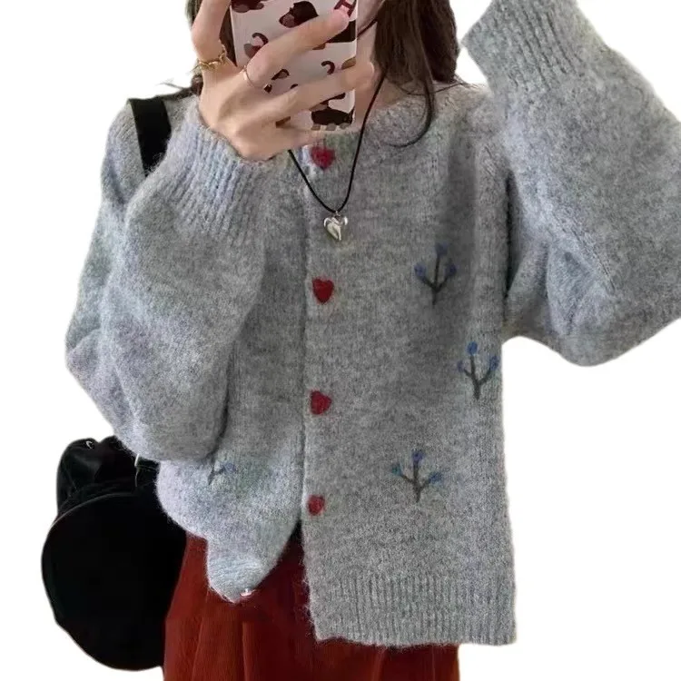 Frauen Elegante Casual Trendy Lose Breasted Langarm Einfache Gestrickte Pullover Strickjacken Herbst Winter Weibliche Kleidung Mäntel