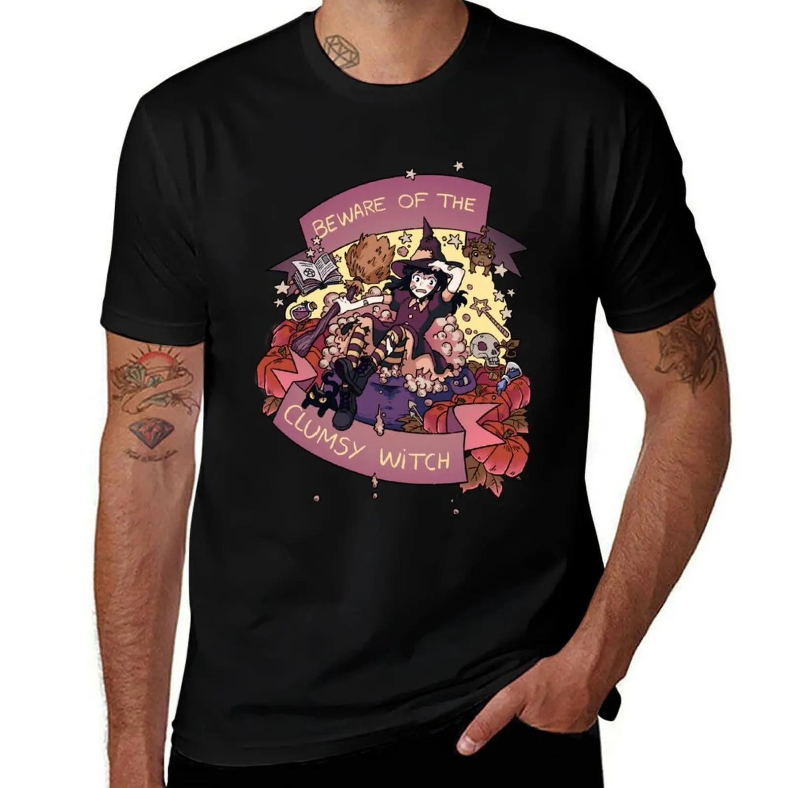 Beware of the Clumsy Witch T-Shirt Stylish Graphic Short Sleeve Top T-Shirt