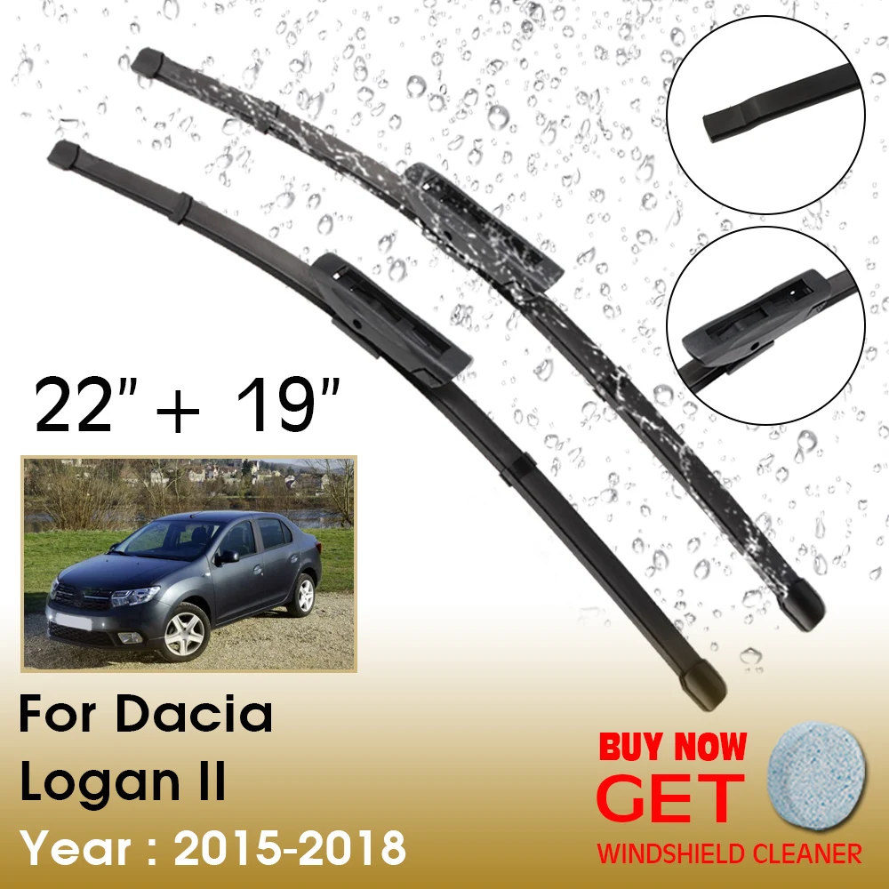 

Car Wiper Blade For Dacia Logan II 22"+19" 2015-2018 Front Window Washer Windscreen Windshield Wipers Blades Accessories