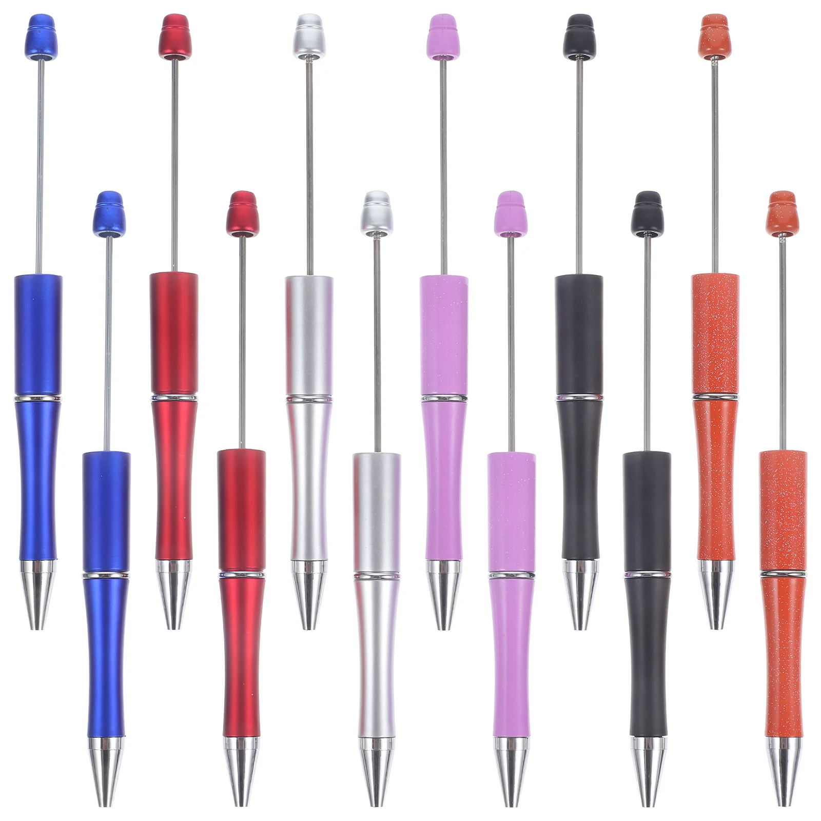 

12 шт., студенческая офисная школа, сделай сам, пластиковая ручка из бисера, шариковая ручка, декоративная, интересная, для письма, прозрачные, гладкие, ручки из бисера для взрослых