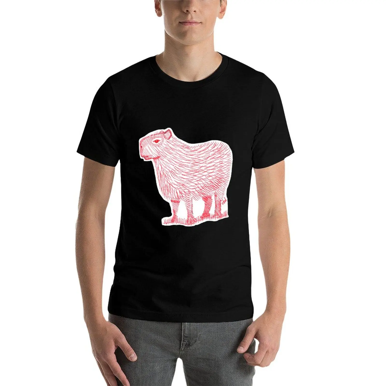 

A Fine Red Capybara T-Shirt t shirt man luxury t shirt man cotton anime t shirts for man T-Shirt