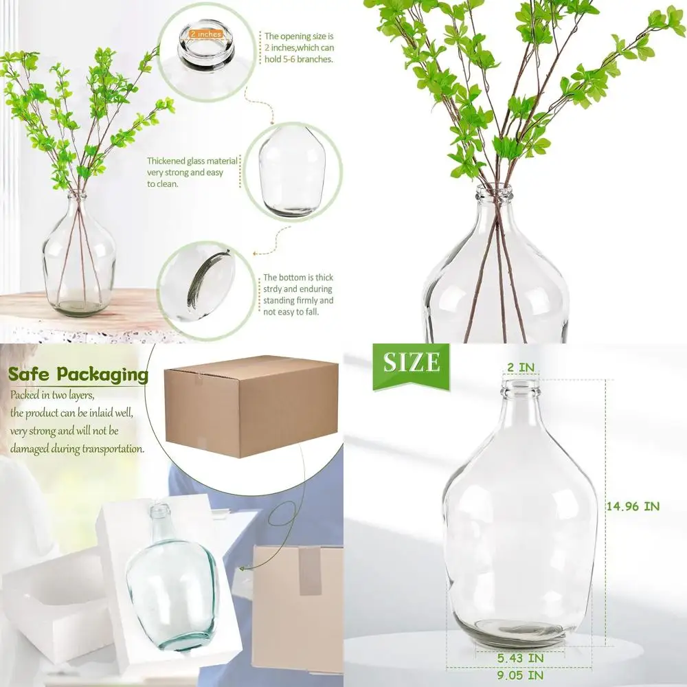 

Tall Clear Glass Farmhouse Vase for Home Decor and Branches Centerpieces