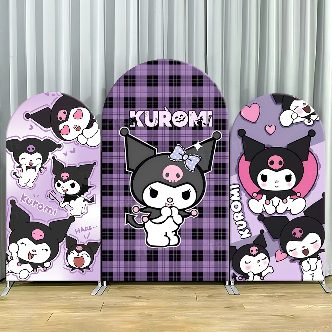 

Kuromi Arch Backdrop Covers Sanrio Theme Girls Birthday Purple Photograph Background Wall Party Decorations Baby Shower Supplies