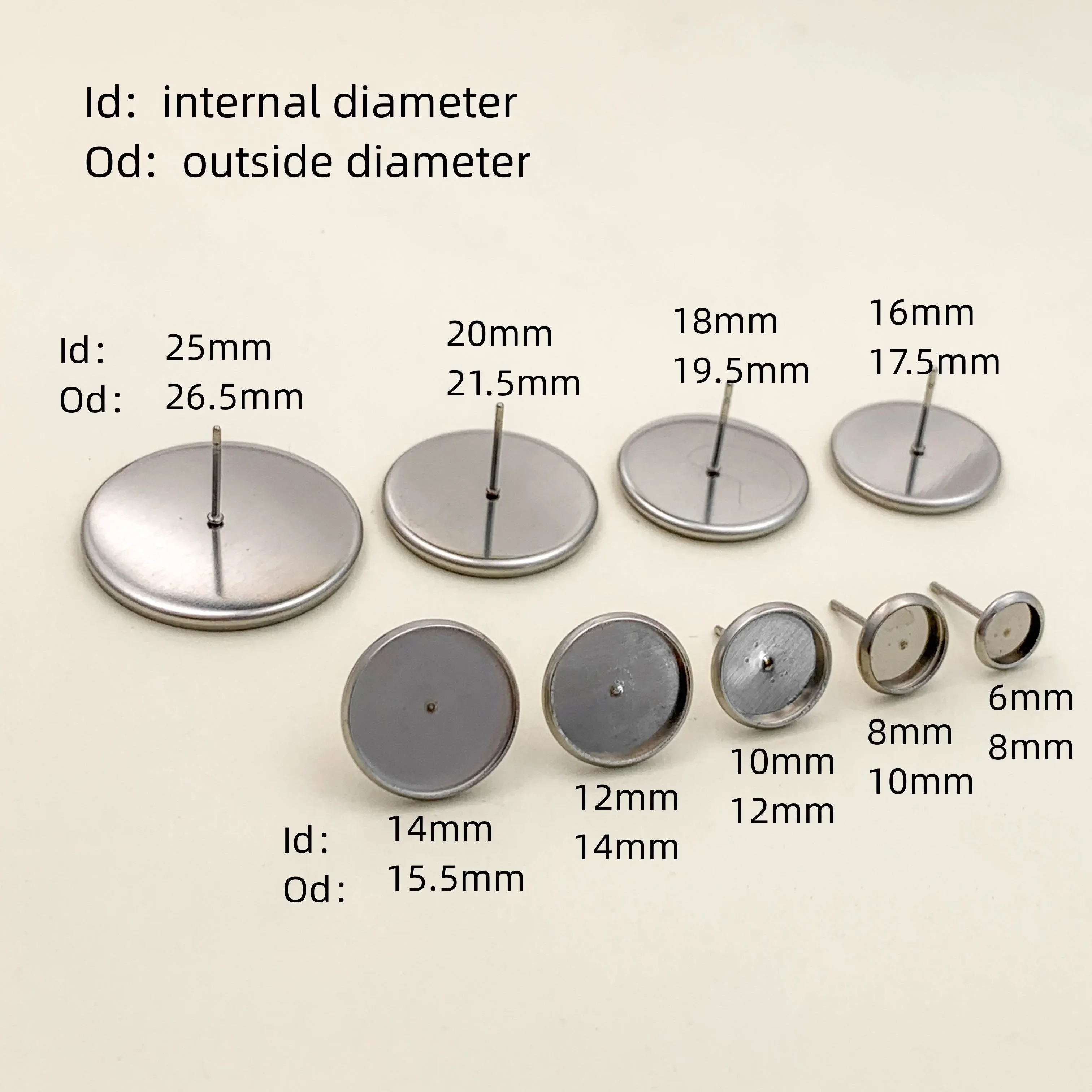 Stainless Steel Titanium Steel Ear Stud Pins Connection Cabochon Spacer Jewelry Making Supplies DIY  Component Accessories 20pcs