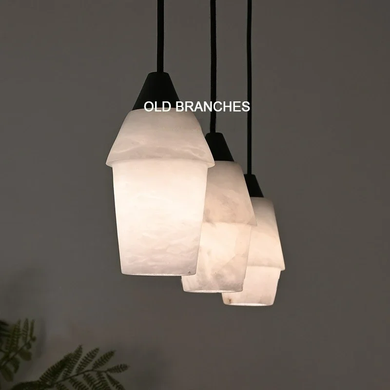 Modern Natural Marble White Small Pendant Luxury Living Room Bedroom Restaurant Marble Chandelier Designer High-end Lamps