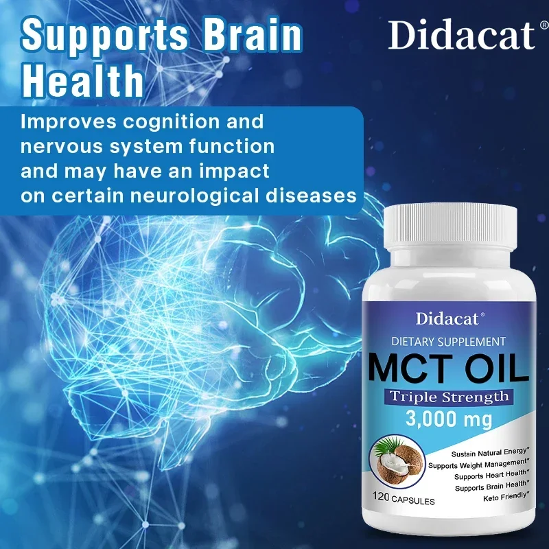 MCT Oil Capsules 3000 Mg - Great for Ketogenic Diet, Ketosis & Ketogenic Diet, Healthy Weight Management, Heart & Brain Health