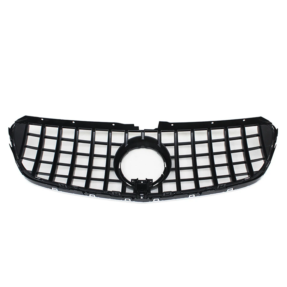 Front Grille For Mercedes Benz V Class W447 2016-2017 V260 GT R Style Black/Silver Car Upper Bumper Hood Vent Mesh Grill Grid