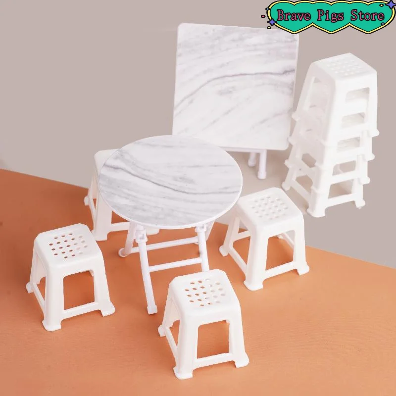 1Set Simulation Table Chairs Model Mini Furniture Decoration House Accessories Pretend Play Toy
