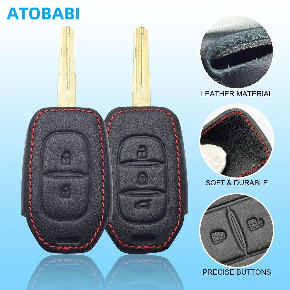 Leather Car Key Cover Bag For Renault Symbol Dacia Stepway Duster Logan Lodgy 2013-2021 Remote Control Fobs Shell Protector Case