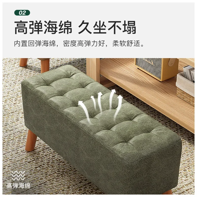 Wood Stool Household Small Bench Lazy Sofa Square Stool Small Chair Fabric Footstool Living Room Sitting Pier Benches image 5