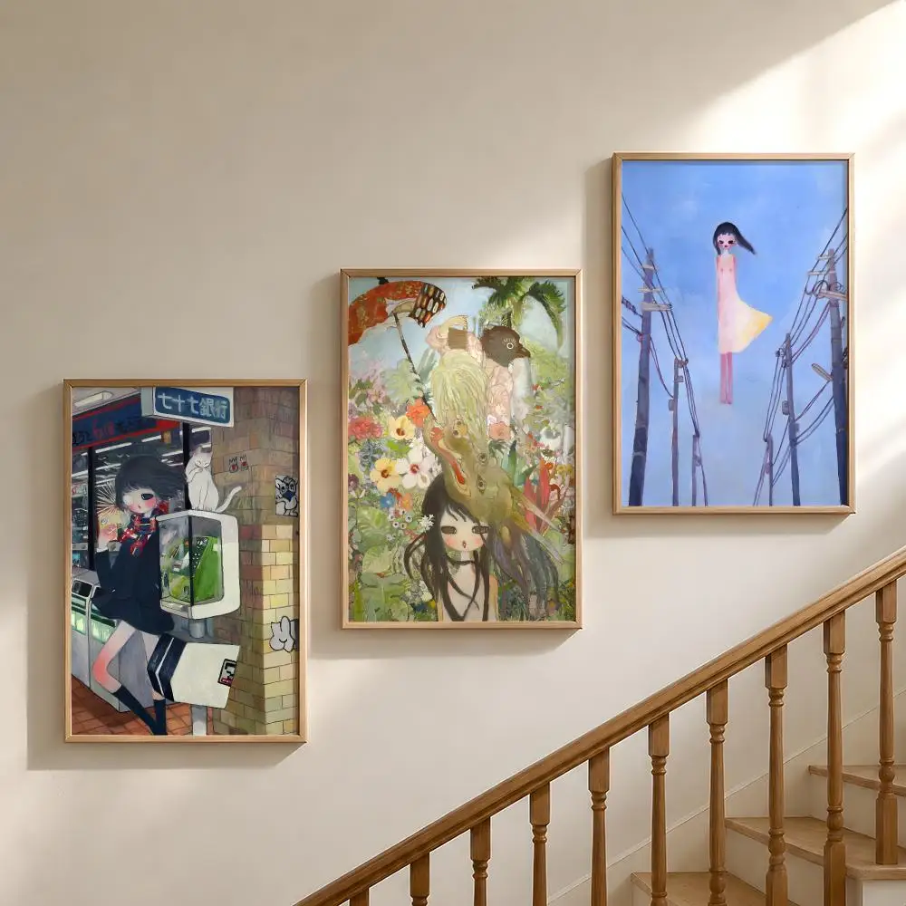 Artist Aya Takano Superflat Manga Girls Poster Waterproof HD Modern Peel And Stick Wall Decor Bedroom Living Room Dorm Office
