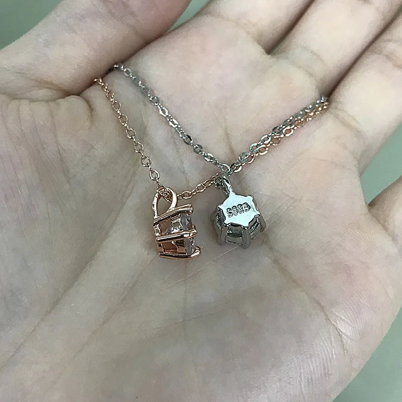 925 فضة قلادة سلسلة مويسانيتي مستديرة المعلقات للنساء هدية Colgantes دي أو Bizuteria الأحجار الكريمة 925 توباز المعلقات