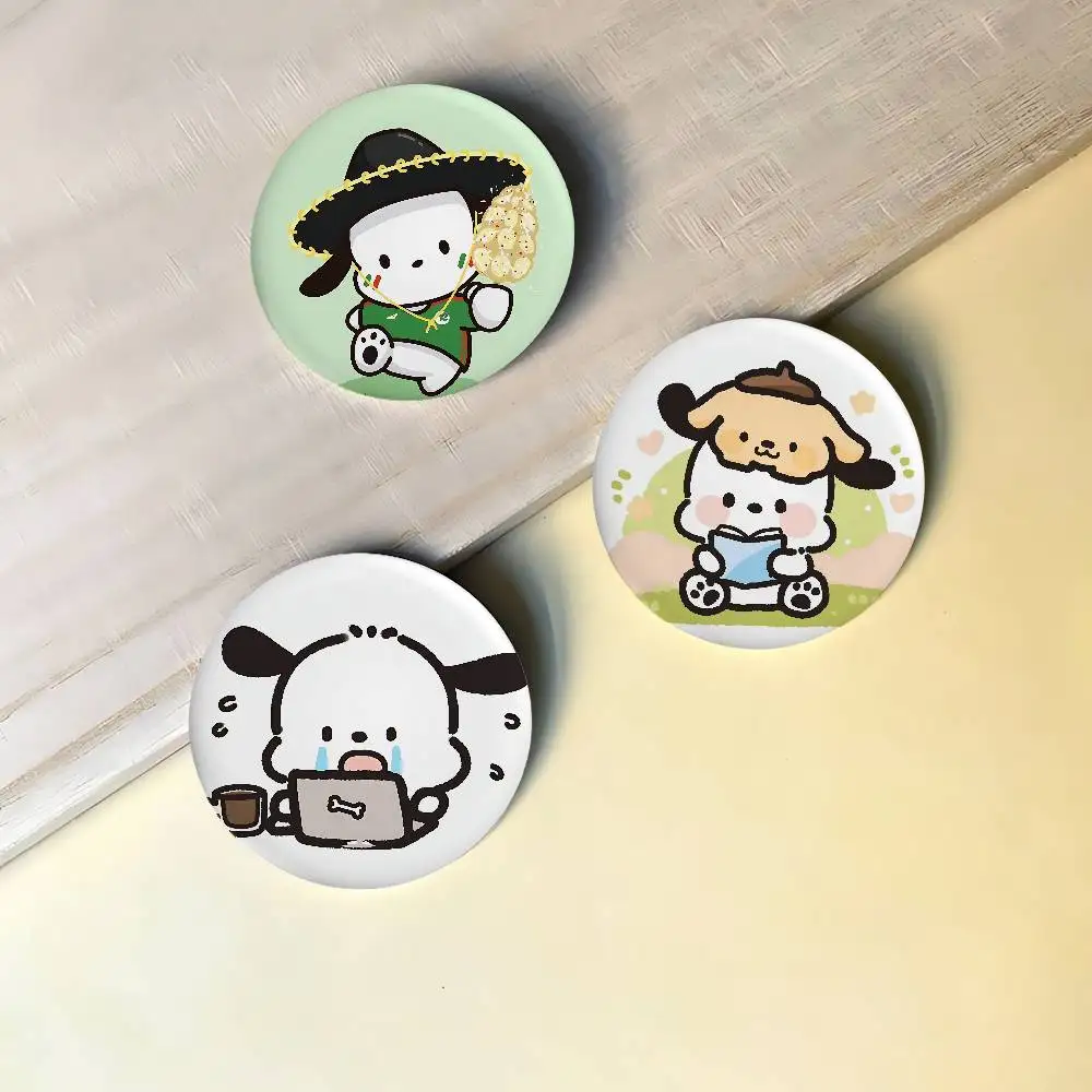 Cute-pocchacos-icons Badges Peripheral Lapel Pins Tinplate Round Brooch For Shoulder Bag Accessories Souvenir Gifts