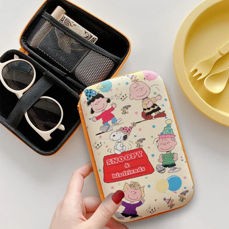 Snoopy  Data Cable Storage Bag Anime Travel Portable Digital Product Organizer Cartoon Earphone Carry Case Mobile Power Bags