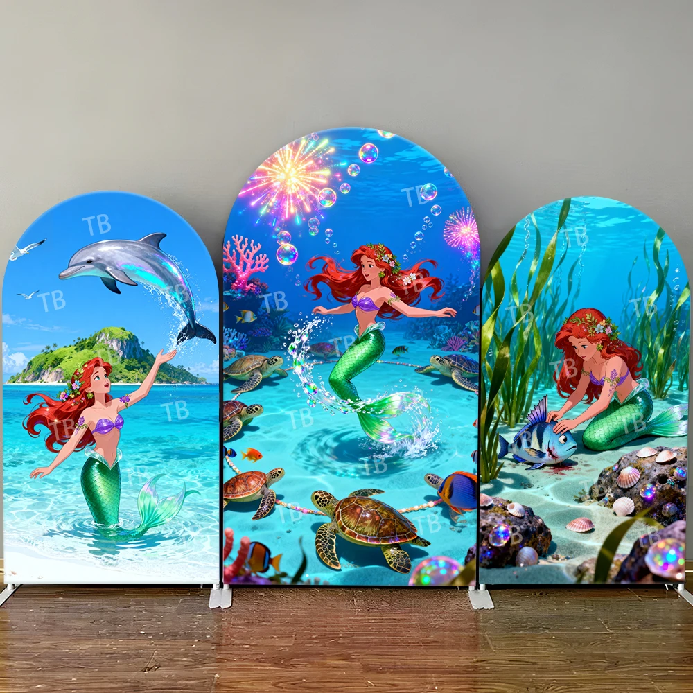 

The Little Mermaid Underwater Arch Backdrop Cover Kids Party Decoration Photo Booth Props & Festive Celebration Background