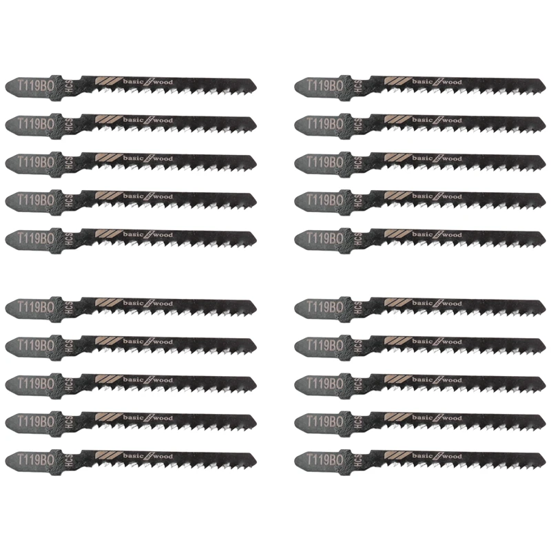 

20-Piece T119BO 12 TPI Assorted T-Shank Scrolling Jig Saw Blades Set For Precision Cutting Wood