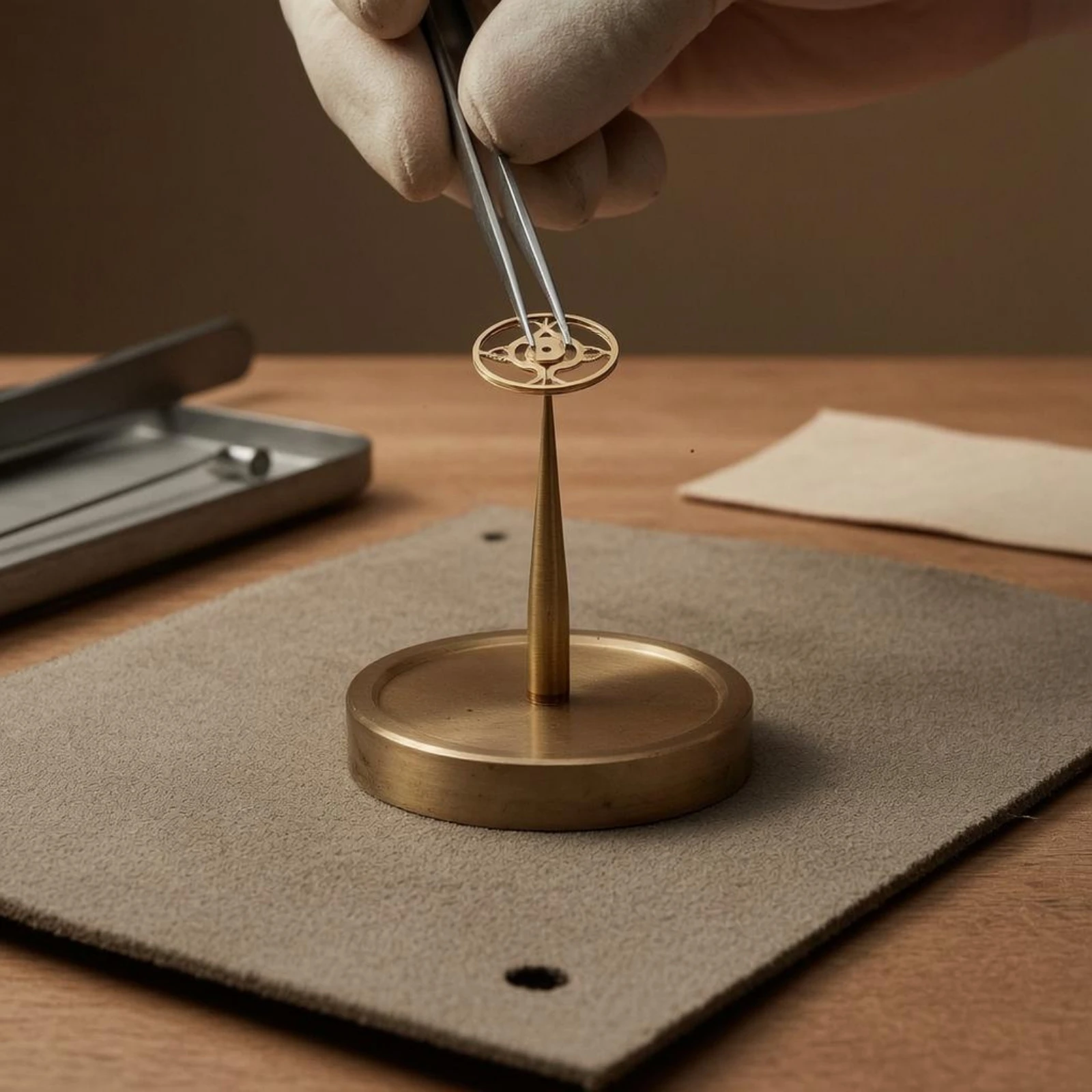 Copper Balance Wheel Stand Flat Base Watch Balance Wheel Stand Maintenance Gear One-Piece Exquisite Workmanship