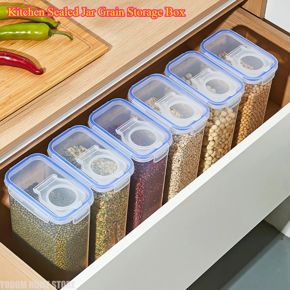キッチン密封保存容器-家庭用穀物・小麦粉用防虫防湿プラスチックジャー