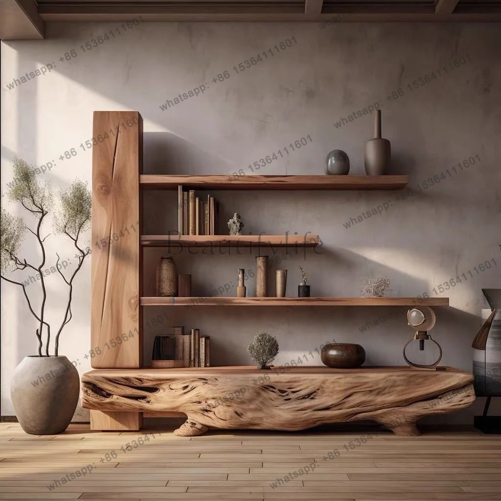 PG wabi sandy wind log fragrant camphor wood bogu shelf, storage original ecological retro multi-treasure pavilion