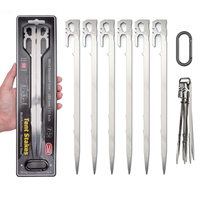 6Pcs/lot 28cm Stainless Steel Canopy Tent Pegs Garden Stakes Ground Nail Heavy Duty with Reflective Cord Hammock Beach Camping
