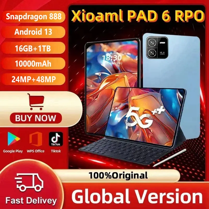 2024 Original Global Version Pad 6 Pro Tablet Android 13 Snapdragon 888 Octa Core Tablet PC 16GB 1TB 11inch Pad 6 Pro Tablets