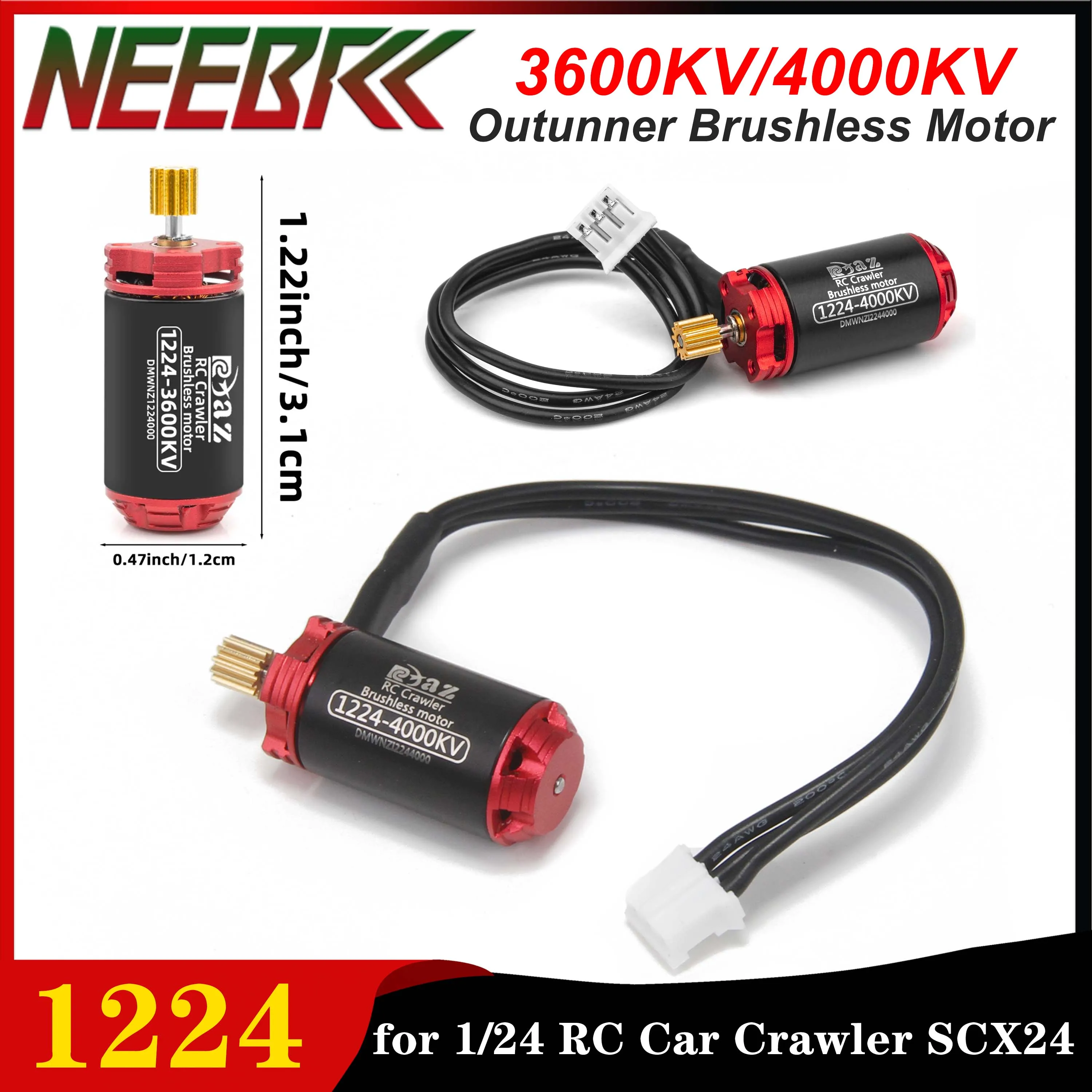 

Бесщеточный двигатель NEEBRC 1224 Outunner 2S 4000KV 3600KV с шестерней для 1/28 1/24 внедорожного мини-автомобиля на гусеничном ходу осевые детали FMS SCX24