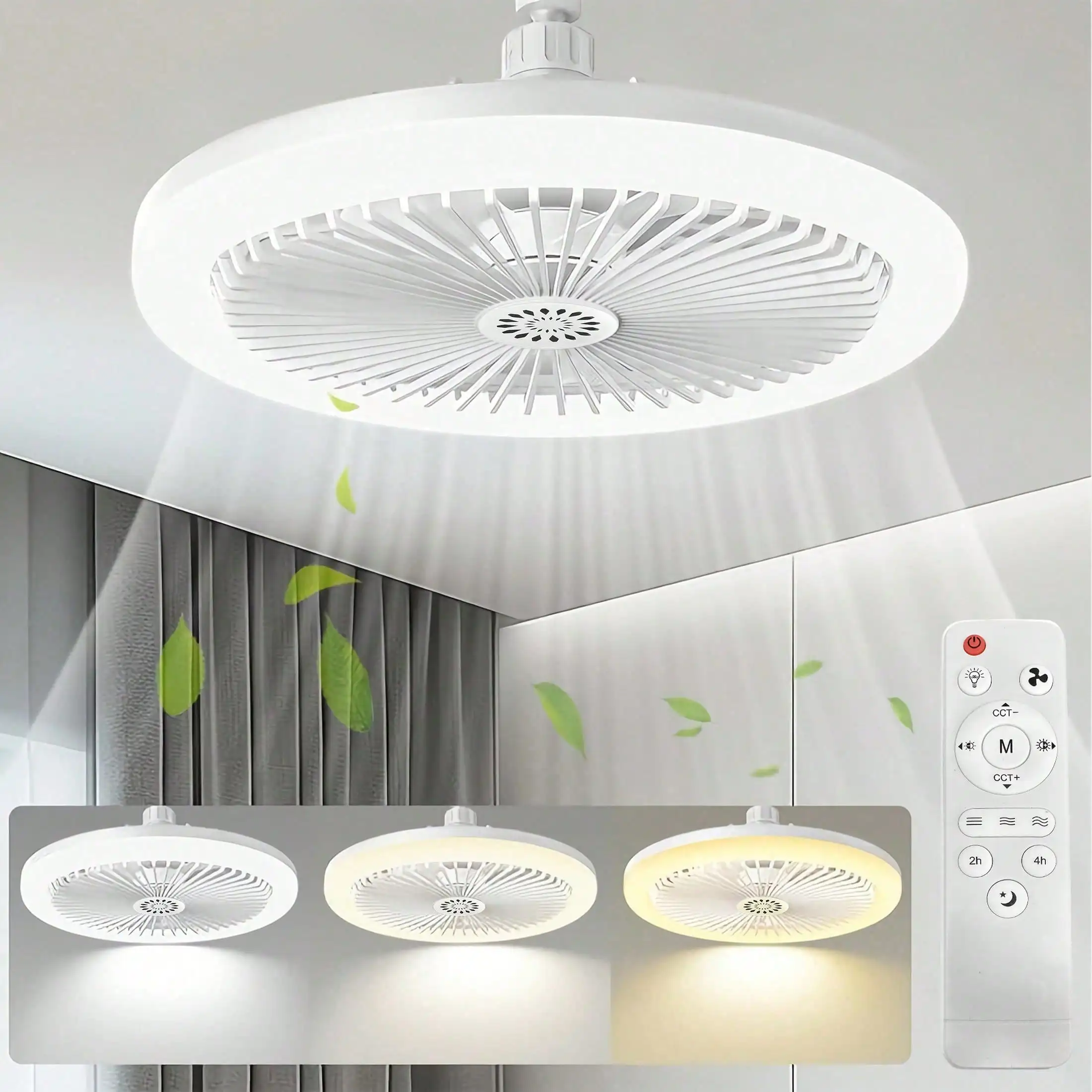 

10in LED Fan Light With 5 Blades, 360° Flexible Rotation, Remote Control, Aromatherapy Function, Crystal Shade, Adjustable Color Temperature, Brightness, Wind Speed, Timer, Suitable For Bedroom, Living Room, Office, Shop