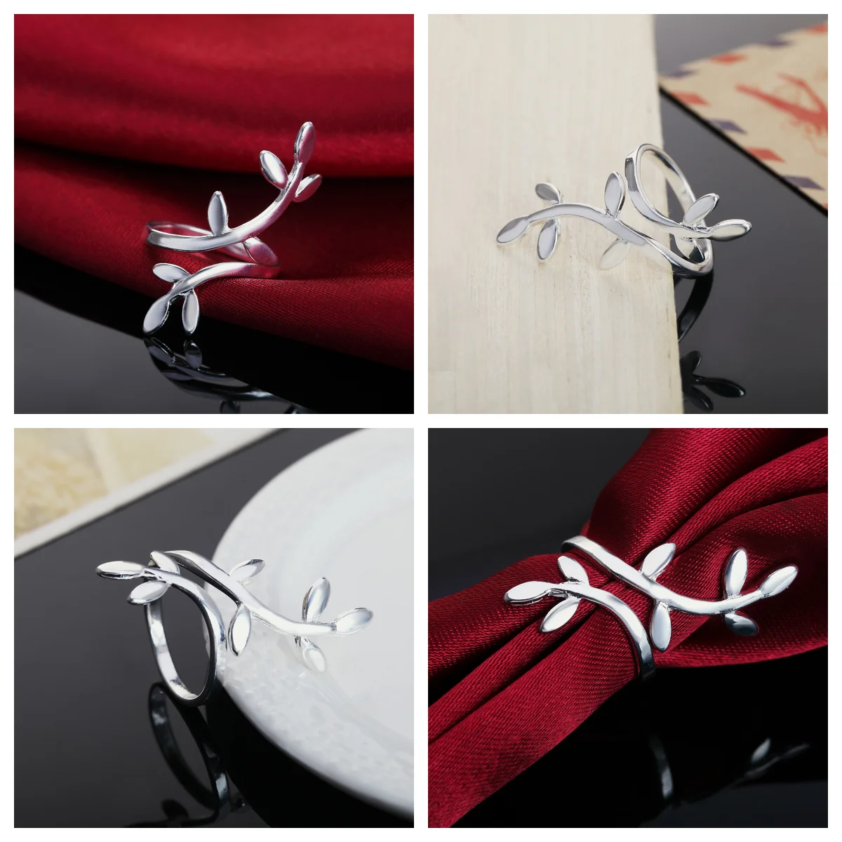 

Hot fine 925 sterling Silver Plant vines Rings For Women adjustable Luxury Fashion Party Wedding Accessories Jewelry Gifts