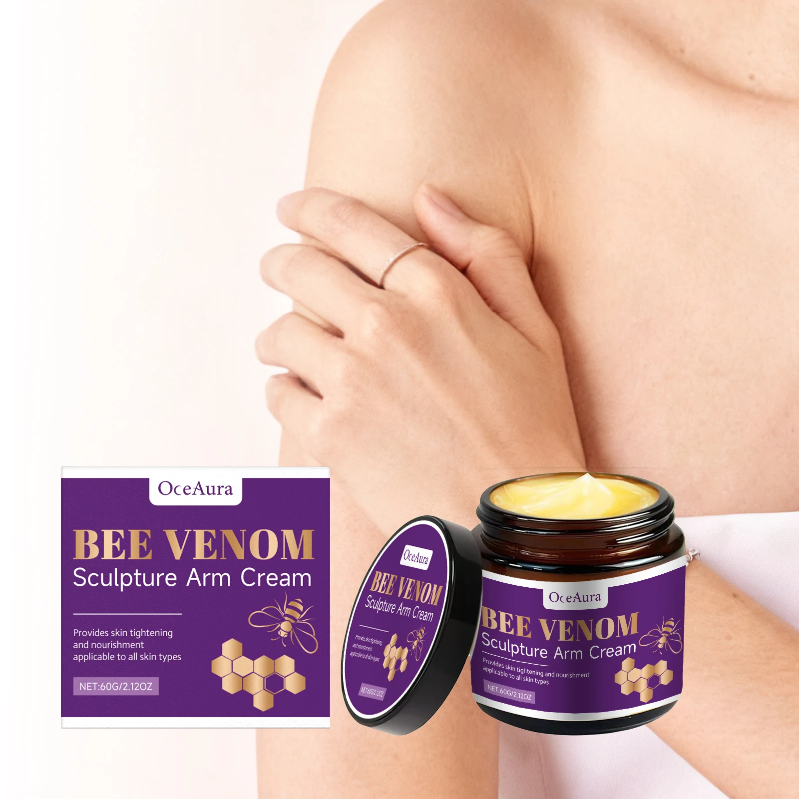 Bee Venom Arm Sculpting Cream Tightening Moisturizer for Sagging Skin Daily Firming Care Hydrating Body Lotion Non Greasy