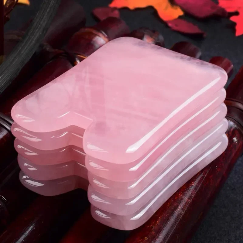 Square Gua Sha Massage Tool Gift Box Set Natural Stone Crystal Healing Massager Skin Detox Facial Lift Neck Eye Health Care Rose