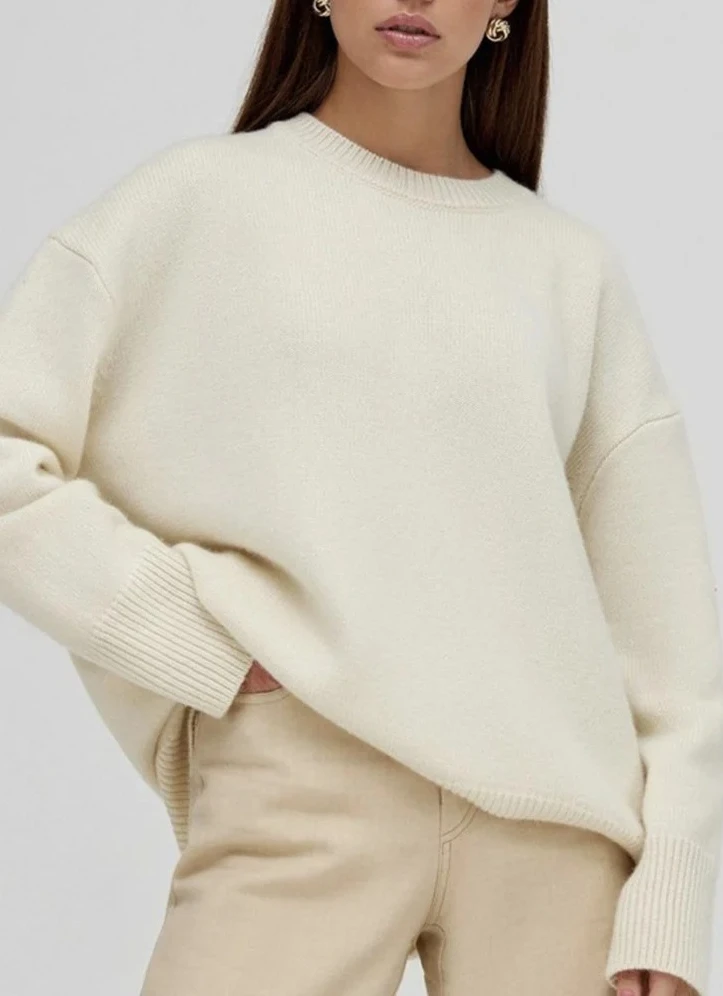 

2025 Winter Autumn Knitwear O Neck Pullovers Solid Basic Ladies Jumper Loose Sweater For Women Warm