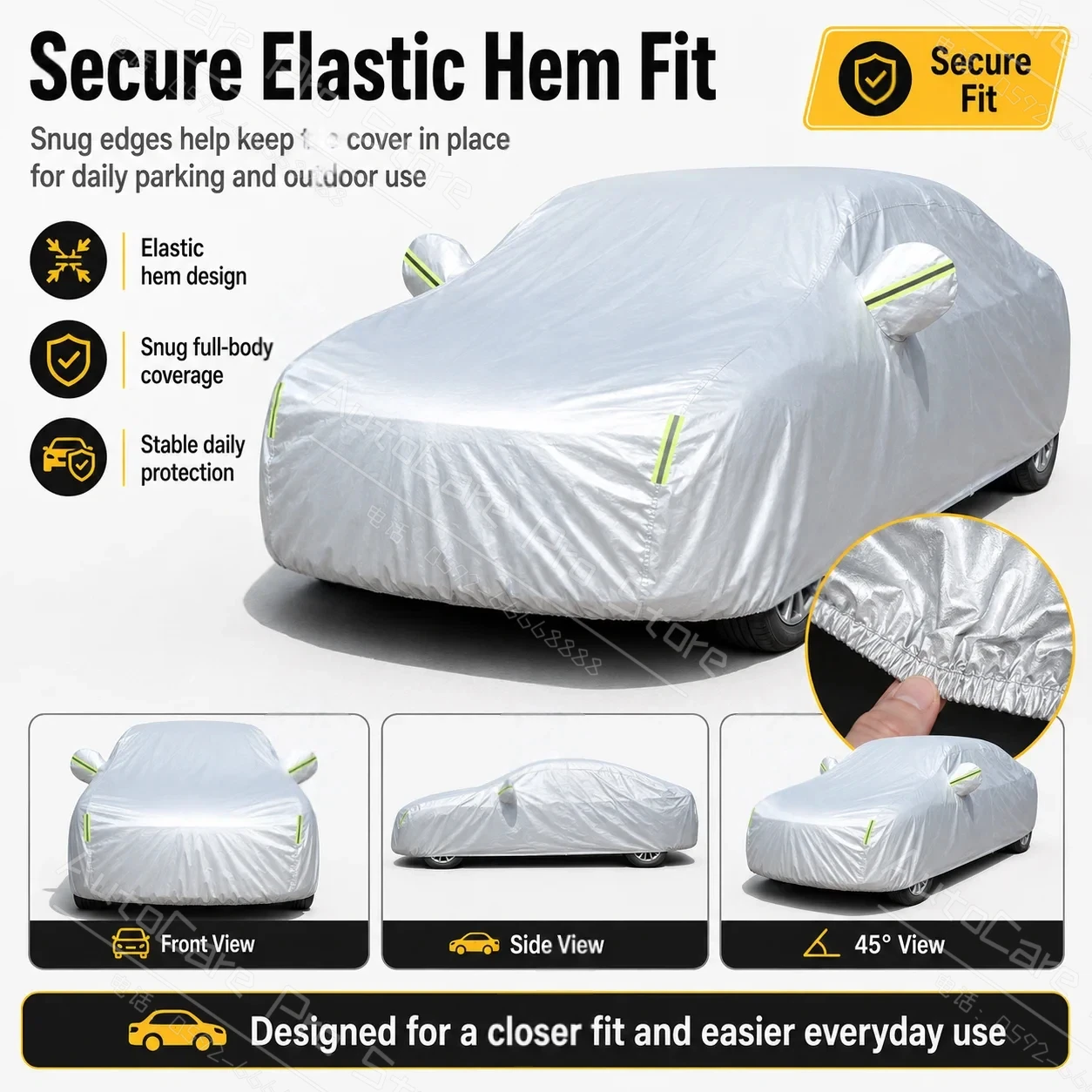 For BYD Seal 5 DM-i 2018-Present Custom Fit Full Car Cover Silver Coated Fabric Side Zipper Access UV Sun Dust Protection3