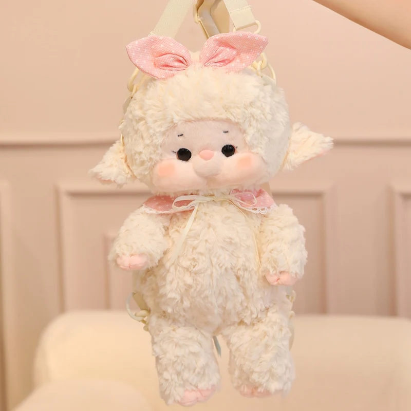 กระเป๋าเป้โลลิต้ารูปกระต่ายแก้มโตน่ารักน่ารัก ตุ๊กตาขนนุ่มน่ากอด ของเล่นเด็กผู้หญิง ของขวัญสำหรับเด็ก ตกแต่งกระเป๋า